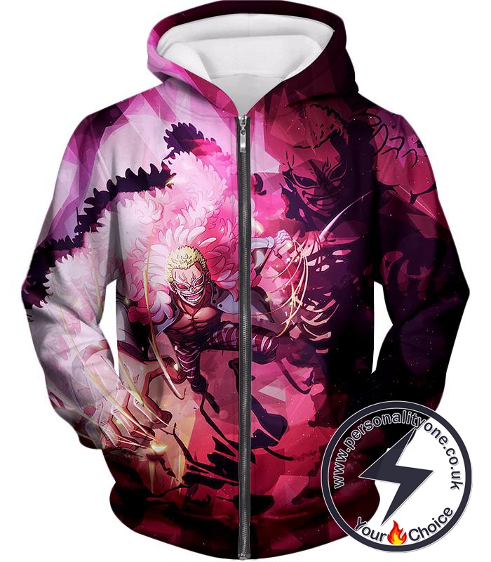 One Piece Awesome One Piece Villain Warlord Doflamingo aka Joker Cool Zip Up Hoodie